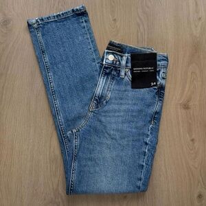 Banana Republic Medium Wash High Rise Straight Ankle Jean
